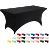 imageUtopia Kitchen Spandex Tablecloth 1 Pack 6FT White 200 GSM Tight Fitted Washable and Wrinkle Resistant Stretch Rectangular Patio Table Cover for Event Wedding ampamp Banquet 72Lx30Wx30H InchBlack