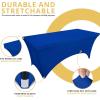 imageUtopia Kitchen Spandex Tablecloth 2 Pack 8FT White Tight Fitted Washable and Wrinkle Resistant Stretch Rectangular Patio Table Cover for Event Wedding Banquet ampamp Parties 96Lx30Wx30H InchRoyal Blue