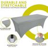 imageUtopia Kitchen Spandex Tablecloth 2 Pack 8FT White Tight Fitted Washable and Wrinkle Resistant Stretch Rectangular Patio Table Cover for Event Wedding Banquet ampamp Parties 96Lx30Wx30H InchGrey