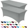 imageUtopia Kitchen Spandex Tablecloth 2 Pack 8FT White Tight Fitted Washable and Wrinkle Resistant Stretch Rectangular Patio Table Cover for Event Wedding Banquet ampamp Parties 96Lx30Wx30H InchGrey
