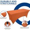 imageUtopia Kitchen Spandex Tablecloth 2 Pack 8FT White Tight Fitted Washable and Wrinkle Resistant Stretch Rectangular Patio Table Cover for Event Wedding Banquet ampamp Parties 96Lx30Wx30H InchOrange