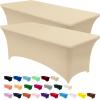 imageUtopia Kitchen Spandex Tablecloth 2 Pack 8FT White Tight Fitted Washable and Wrinkle Resistant Stretch Rectangular Patio Table Cover for Event Wedding Banquet ampamp Parties 96Lx30Wx30H InchChampagne