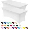 imageUtopia Kitchen Spandex Tablecloth 2 Pack 8FT White Tight Fitted Washable and Wrinkle Resistant Stretch Rectangular Patio Table Cover for Event Wedding Banquet ampamp Parties 96Lx30Wx30H InchWhite