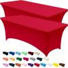 imageUtopia Kitchen Spandex Tablecloth 2 Pack 8FT White Tight Fitted Washable and Wrinkle Resistant Stretch Rectangular Patio Table Cover for Event Wedding Banquet ampamp Parties 96Lx30Wx30H InchRed