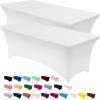 imageUtopia Kitchen Spandex Tablecloth 2 Pack 8FT White Tight Fitted Washable and Wrinkle Resistant Stretch Rectangular Patio Table Cover for Event Wedding Banquet ampamp Parties 96Lx30Wx30H InchWhite