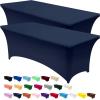 imageUtopia Kitchen Spandex Tablecloth 2 Pack 8FT White Tight Fitted Washable and Wrinkle Resistant Stretch Rectangular Patio Table Cover for Event Wedding Banquet ampamp Parties 96Lx30Wx30H InchNavy