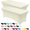 imageUtopia Kitchen Spandex Tablecloth 2 Pack 8FT White Tight Fitted Washable and Wrinkle Resistant Stretch Rectangular Patio Table Cover for Event Wedding Banquet ampamp Parties 96Lx30Wx30H InchIvory