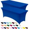imageUtopia Kitchen Spandex Tablecloth 2 Pack 8FT White Tight Fitted Washable and Wrinkle Resistant Stretch Rectangular Patio Table Cover for Event Wedding Banquet ampamp Parties 96Lx30Wx30H InchRoyal Blue