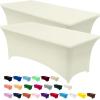 imageUtopia Kitchen Spandex Tablecloth 2 Pack 8FT White Tight Fitted Washable and Wrinkle Resistant Stretch Rectangular Patio Table Cover for Event Wedding Banquet ampamp Parties 96Lx30Wx30H InchIvory