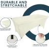 imageUtopia Kitchen Spandex Tablecloth 2 Pack 8FT White Tight Fitted Washable and Wrinkle Resistant Stretch Rectangular Patio Table Cover for Event Wedding Banquet ampamp Parties 96Lx30Wx30H InchIvory