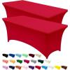 imageUtopia Kitchen Spandex Tablecloth 2 Pack 8FT White Tight Fitted Washable and Wrinkle Resistant Stretch Rectangular Patio Table Cover for Event Wedding Banquet ampamp Parties 96Lx30Wx30H InchRed
