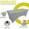 imageUtopia Kitchen Spandex Tablecloth 2 Pack 8FT White Tight Fitted Washable and Wrinkle Resistant Stretch Rectangular Patio Table Cover for Event Wedding Banquet ampamp Parties 96Lx30Wx30H InchGrey