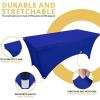 imageUtopia Kitchen Spandex Tablecloth 2 Pack 8FT White Tight Fitted Washable and Wrinkle Resistant Stretch Rectangular Patio Table Cover for Event Wedding Banquet ampamp Parties 96Lx30Wx30H InchBlue