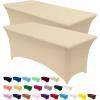 imageUtopia Kitchen Spandex Tablecloth 2 Pack 8FT White Tight Fitted Washable and Wrinkle Resistant Stretch Rectangular Patio Table Cover for Event Wedding Banquet ampamp Parties 96Lx30Wx30H InchChampagne