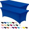 imageUtopia Kitchen Spandex Tablecloth 2 Pack 8FT White Tight Fitted Washable and Wrinkle Resistant Stretch Rectangular Patio Table Cover for Event Wedding Banquet ampamp Parties 96Lx30Wx30H InchRoyal Blue