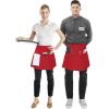 imageUtopia Wear 12 Pack Server Apron with 3 Pockets Waist Apron for Waiter Waitress 12 InchesRed