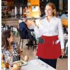 imageUtopia Wear 12 Pack Server Apron with 3 Pockets Waist Apron for Waiter Waitress 12 InchesRed