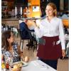 imageUtopia Wear 4 Pack Server Apron with 3 Pockets Waist Apron for Waiter Waitress 12 InchesBurgundy