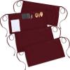 imageUtopia Wear 4 Pack Server Apron with 3 Pockets Waist Apron for Waiter Waitress 12 InchesBurgundy