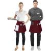 imageUtopia Wear 4 Pack Server Apron with 3 Pockets Waist Apron for Waiter Waitress 12 InchesBurgundy