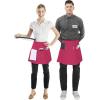 imageUtopia Wear 4 Pack Server Apron with 3 Pockets Waist Apron for Waiter Waitress 12 InchesPink