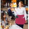 imageUtopia Wear 4 Pack Server Apron with 3 Pockets Waist Apron for Waiter Waitress 12 InchesPink