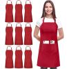 imageUtopia Kitchen 10 Pack Bib Apron Adjustable with 2 Pockets Water and Oil Resistant Cooking Kitchen Chef Apron for Women MenRed