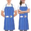 imageUtopia Kitchen 2 Pack Bib Apron Adjustable with 2 Pockets Water and Oil Resistant Cooking Kitchen Chef Apron for Women MenBlue Stripes