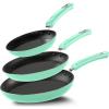 imageUtopia Kitchen NonStick Frying Pan Set with Induction Bottom 3Piece Nonstick Cookware Set Including 8 95 and 11 Inch Frying Pans Nonstick with Bakelite Handle PFOA Free Dishwasher Safe GreyGreen  Black