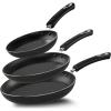 imageUtopia Kitchen NonStick Frying Pan Set with Induction Bottom 3Piece Nonstick Cookware Set Including 8 95 and 11 Inch Frying Pans Nonstick with Bakelite Handle PFOA Free Dishwasher Safe GreyGreyBlack
