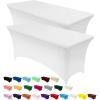 imageUtopia Kitchen Spandex Tablecloth 2 Pack 8FT White Tight Fitted Washable and Wrinkle Resistant Stretch Rectangular Patio Table Cover for Event Wedding Banquet ampamp Parties 96Lx30Wx30H InchWhite