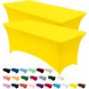 imageUtopia Kitchen Spandex Tablecloth 2 Pack 8FT White Tight Fitted Washable and Wrinkle Resistant Stretch Rectangular Patio Table Cover for Event Wedding Banquet ampamp Parties 96Lx30Wx30H InchYellow