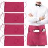 imageUtopia Wear 4 Pack Server Apron with 3 Pockets Waist Apron for Waiter Waitress 12 InchesPink