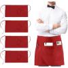 imageUtopia Wear 4 Pack Server Apron with 3 Pockets Waist Apron for Waiter Waitress 12 InchesRed