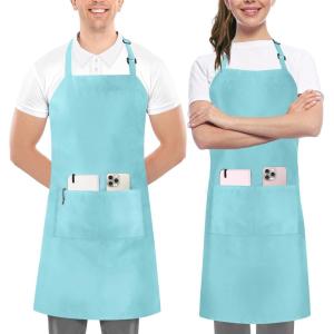imageUtopia Kitchen 2 Pack Bib Apron Adjustable with 2 Pockets Water and Oil Resistant Cooking Kitchen Chef Apron for Women MenAqua
