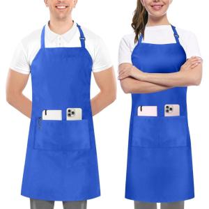 imageUtopia Kitchen 2 Pack Bib Apron Adjustable with 2 Pockets Water and Oil Resistant Cooking Kitchen Chef Apron for Women MenBlue