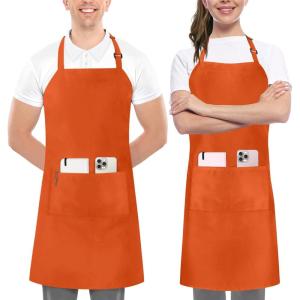 imageUtopia Kitchen 2 Pack Bib Apron Adjustable with 2 Pockets Water and Oil Resistant Cooking Kitchen Chef Apron for Women MenOrange