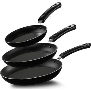 imageUtopia Kitchen NonStick Frying Pan Set with Induction Bottom 3Piece Nonstick Cookware Set Including 8 95 and 11 Inch Frying Pans Nonstick with Bakelite Handle PFOA Free Dishwasher Safe GreyBlack