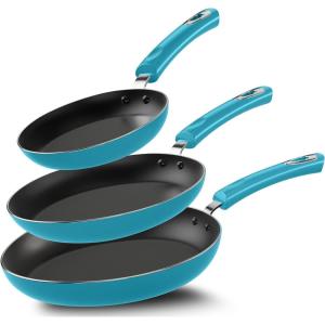 imageUtopia Kitchen NonStick Frying Pan Set with Induction Bottom 3Piece Nonstick Cookware Set Including 8 95 and 11 Inch Frying Pans Nonstick with Bakelite Handle PFOA Free Dishwasher Safe GreyTurquoiseBlack
