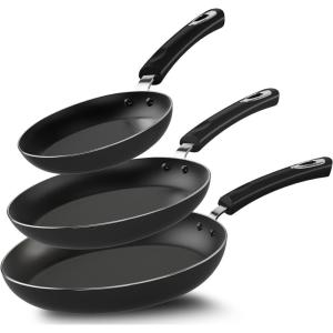 imageUtopia Kitchen NonStick Frying Pan Set with Induction Bottom 3Piece Nonstick Cookware Set Including 8 95 and 11 Inch Frying Pans Nonstick with Bakelite Handle PFOA Free Dishwasher Safe GreyGreyBlack