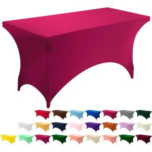 imageUtopia Kitchen Spandex Tablecloth 1 Pack 6FT White 200 GSM Tight Fitted Washable and Wrinkle Resistant Stretch Rectangular Patio Table Cover for Event Wedding ampamp Banquet 72Lx30Wx30H InchFuchsia