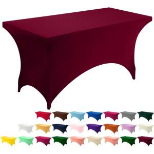 imageUtopia Kitchen Spandex Tablecloth 1 Pack 6FT White 200 GSM Tight Fitted Washable and Wrinkle Resistant Stretch Rectangular Patio Table Cover for Event Wedding ampamp Banquet 72Lx30Wx30H InchBurgundy