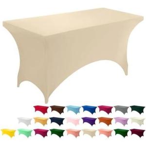 imageUtopia Kitchen Spandex Tablecloth 1 Pack 6FT White 200 GSM Tight Fitted Washable and Wrinkle Resistant Stretch Rectangular Patio Table Cover for Event Wedding ampamp Banquet 72Lx30Wx30H InchChampagne