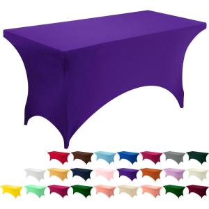 imageUtopia Kitchen Spandex Tablecloth 1 Pack 6FT White 200 GSM Tight Fitted Washable and Wrinkle Resistant Stretch Rectangular Patio Table Cover for Event Wedding ampamp Banquet 72Lx30Wx30H InchPurple