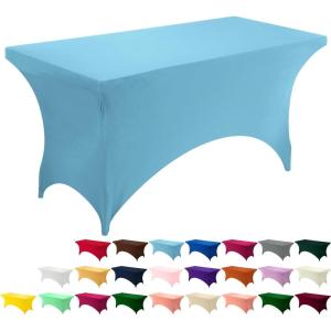 imageUtopia Kitchen Spandex Tablecloth 1 Pack 6FT White 200 GSM Tight Fitted Washable and Wrinkle Resistant Stretch Rectangular Patio Table Cover for Event Wedding ampamp Banquet 72Lx30Wx30H InchBlue Mist