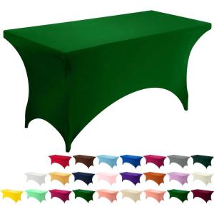 imageUtopia Kitchen Spandex Tablecloth 1 Pack 6FT White 200 GSM Tight Fitted Washable and Wrinkle Resistant Stretch Rectangular Patio Table Cover for Event Wedding ampamp Banquet 72Lx30Wx30H InchEmerald Green