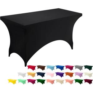 imageUtopia Kitchen Spandex Tablecloth 1 Pack 6FT White 200 GSM Tight Fitted Washable and Wrinkle Resistant Stretch Rectangular Patio Table Cover for Event Wedding ampamp Banquet 72Lx30Wx30H InchBlack