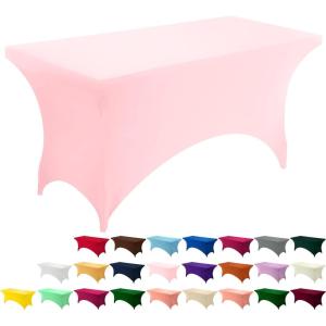 imageUtopia Kitchen Spandex Tablecloth 1 Pack 6FT White 200 GSM Tight Fitted Washable and Wrinkle Resistant Stretch Rectangular Patio Table Cover for Event Wedding ampamp Banquet 72Lx30Wx30H InchPink