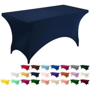 imageUtopia Kitchen Spandex Tablecloth 1 Pack 6FT White 200 GSM Tight Fitted Washable and Wrinkle Resistant Stretch Rectangular Patio Table Cover for Event Wedding ampamp Banquet 72Lx30Wx30H InchNavy Blue