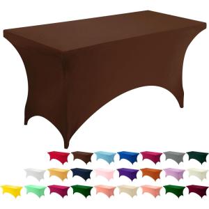 imageUtopia Kitchen Spandex Tablecloth 1 Pack 6FT White 200 GSM Tight Fitted Washable and Wrinkle Resistant Stretch Rectangular Patio Table Cover for Event Wedding ampamp Banquet 72Lx30Wx30H InchLight Coffee